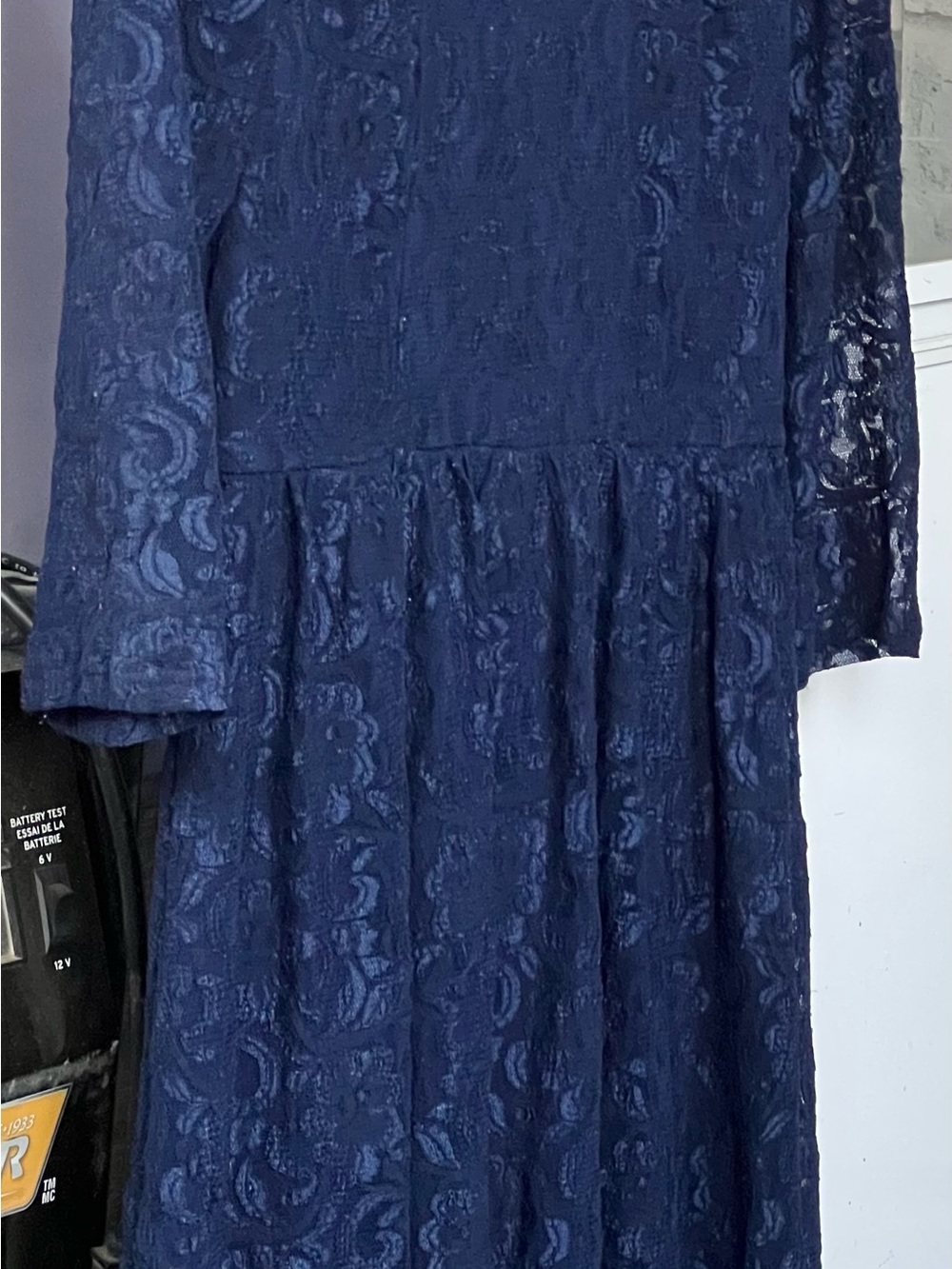 Navy Lace Long Sleeve Girls Formal Dress